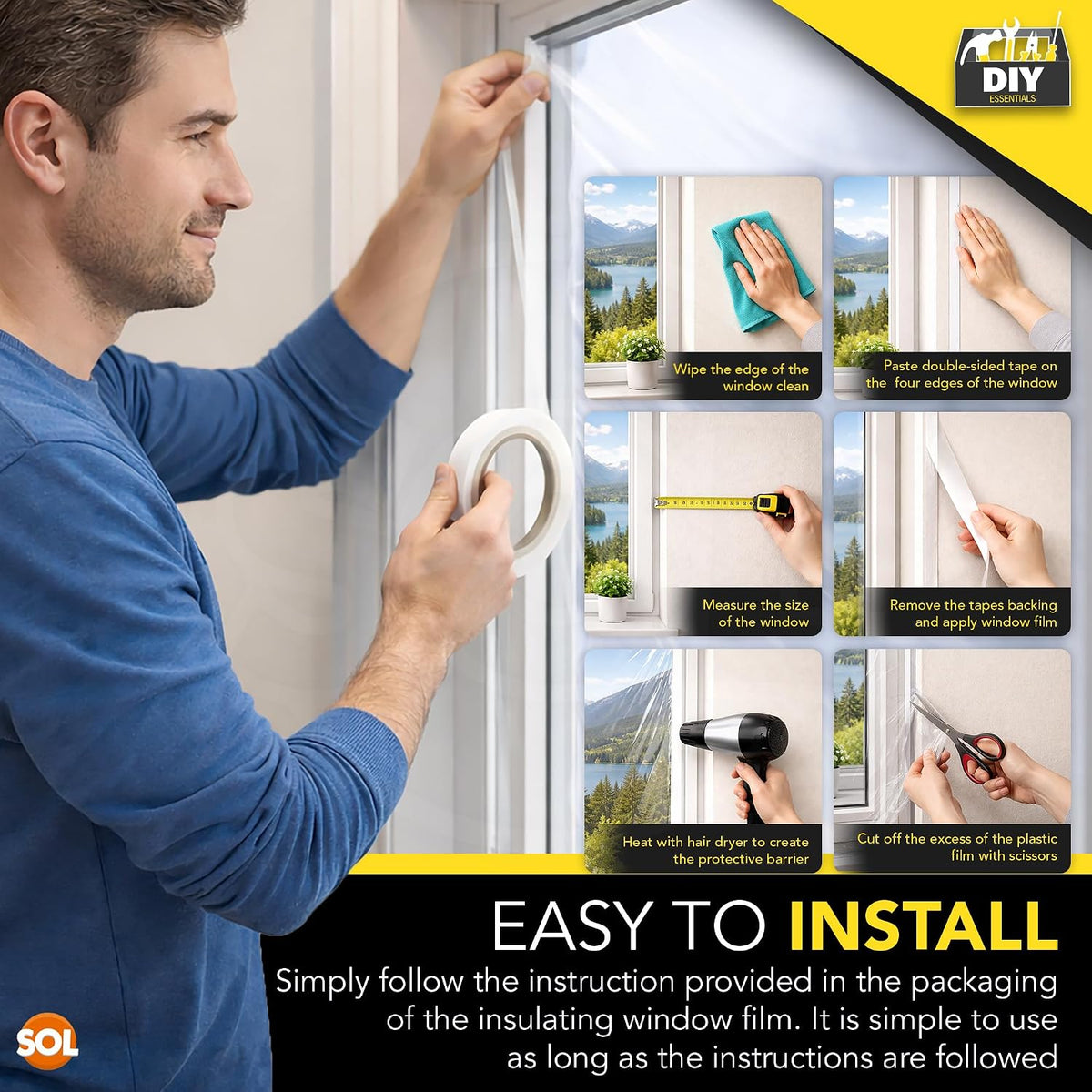 1Pk Window Insulation Kit - Clear Thermal Window Insulation Film 1.5X4M