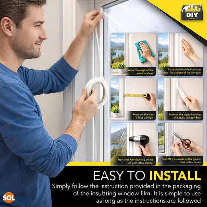 1Pk Window Insulation Kit - Clear Thermal Window Insulation Film 1.5X4M