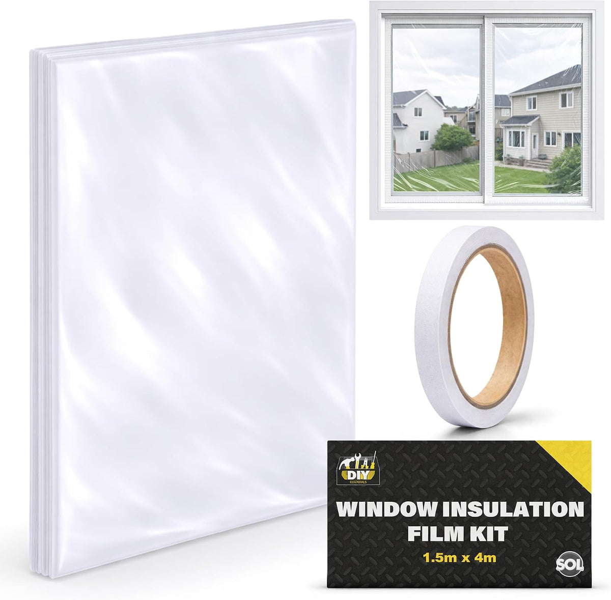 1Pk Window Insulation Kit - Clear Thermal Window Insulation Film 1.5X4M