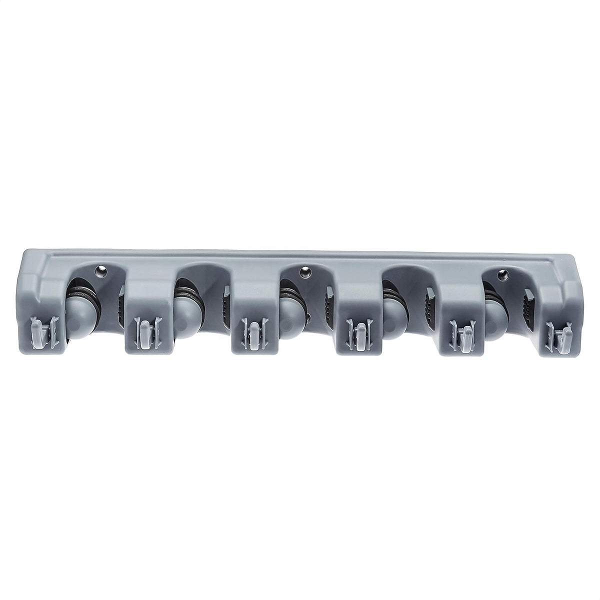 Rectangular Wall Mount Broom Holder and Garden Tool Organizer, 6 Hook and 5 Slot, 43 X 8.5 X 6.2 Cm, Gray
